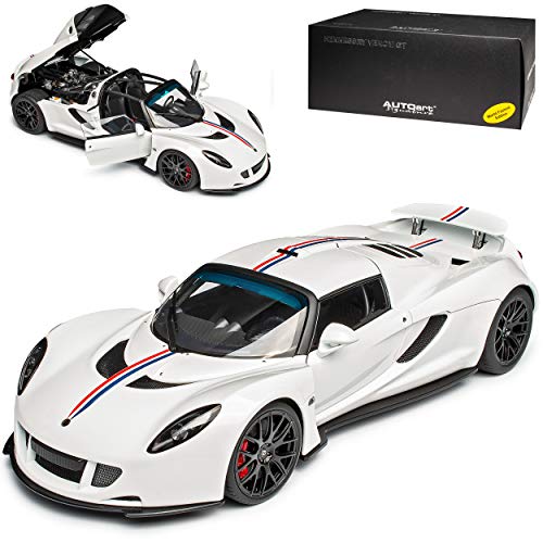 AUTOart Hennessey Venom GT Spyder Weiss mit Streifen Basis...